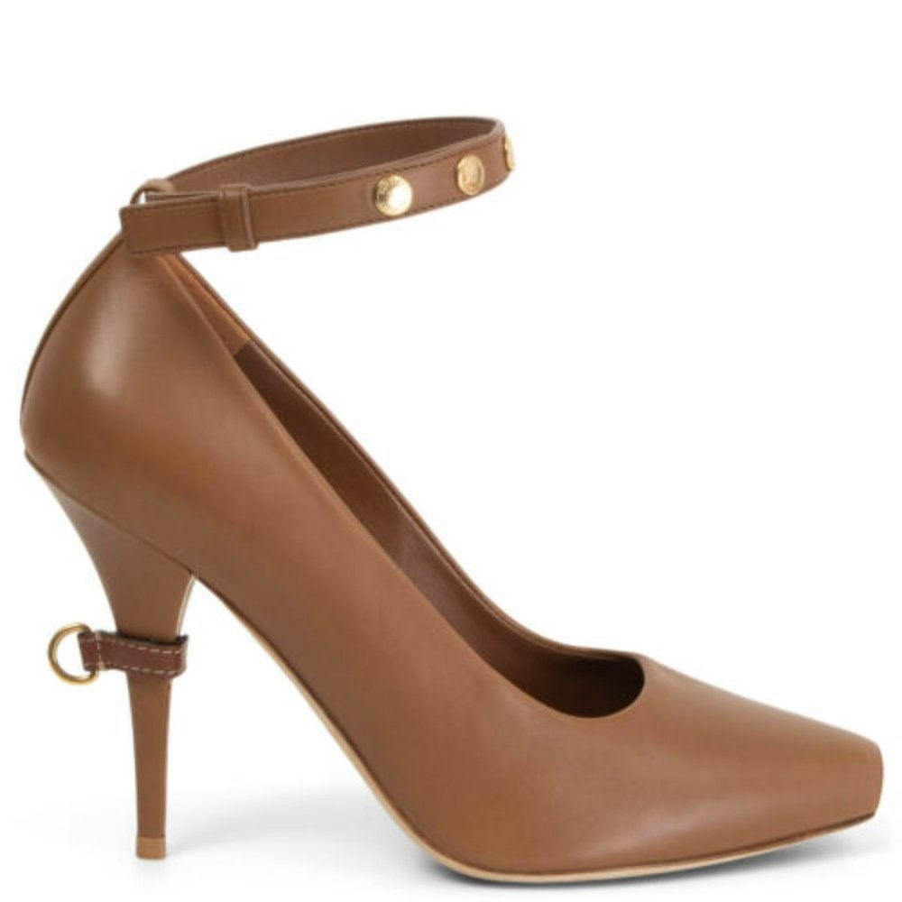 BURBERRY JERMYN PEEP- TOE ANKLE STRAP PUMPS HEELS